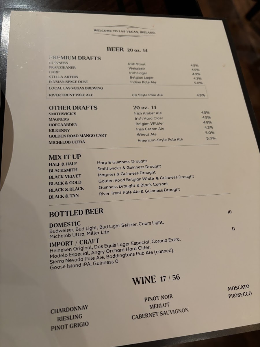 Nine Fine Irishmen Menu - Image 2